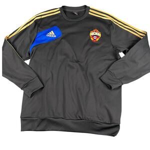 ADIDAS CSKA MOSCOW RUSSIA SOCCER SWEATSHIRT XL GRAY GOLD BLUE MADE VIETNAM